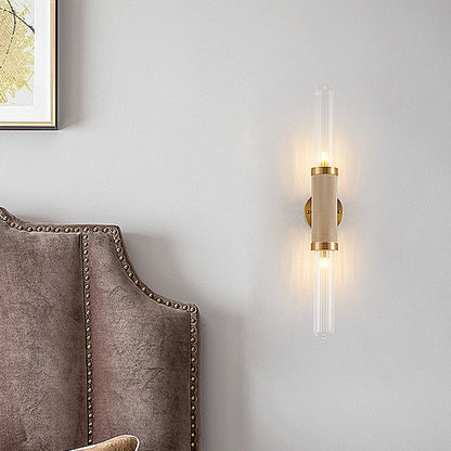 Clémence Contemporary 2-Head Tubular Wall Sconce Gold