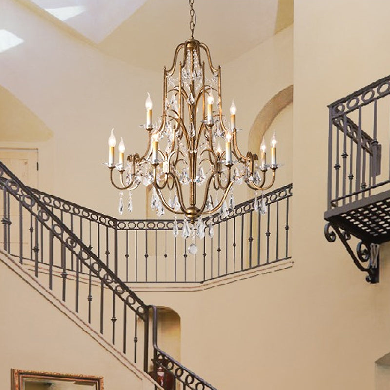 Hélène Crystal Antique Brass Chandelier
