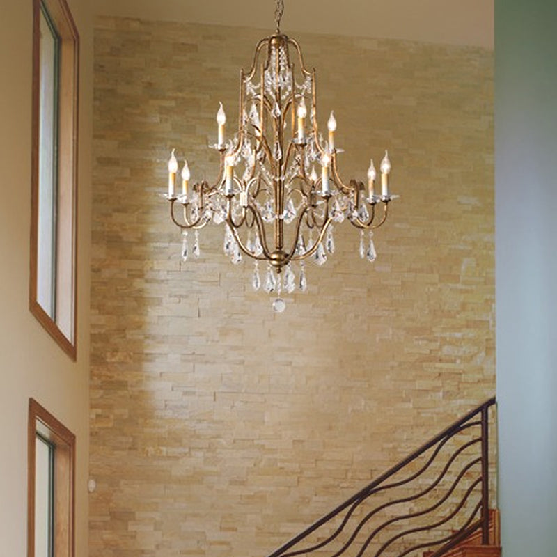Hélène Crystal Antique Brass Chandelier