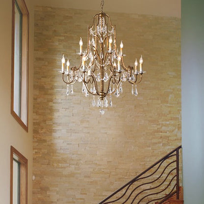 Hélène Crystal Antique Brass Chandelier
