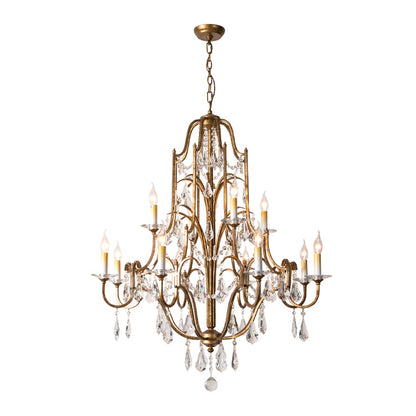 Hélène Crystal Antique Brass Chandelier