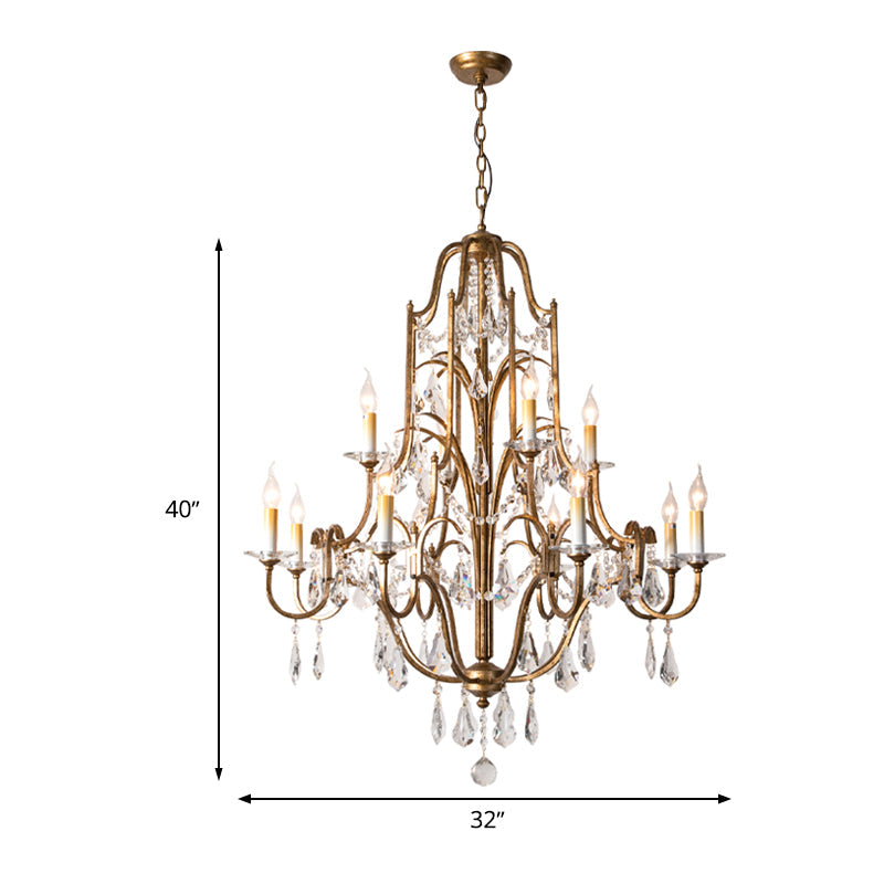Hélène Crystal Antique Brass Chandelier
