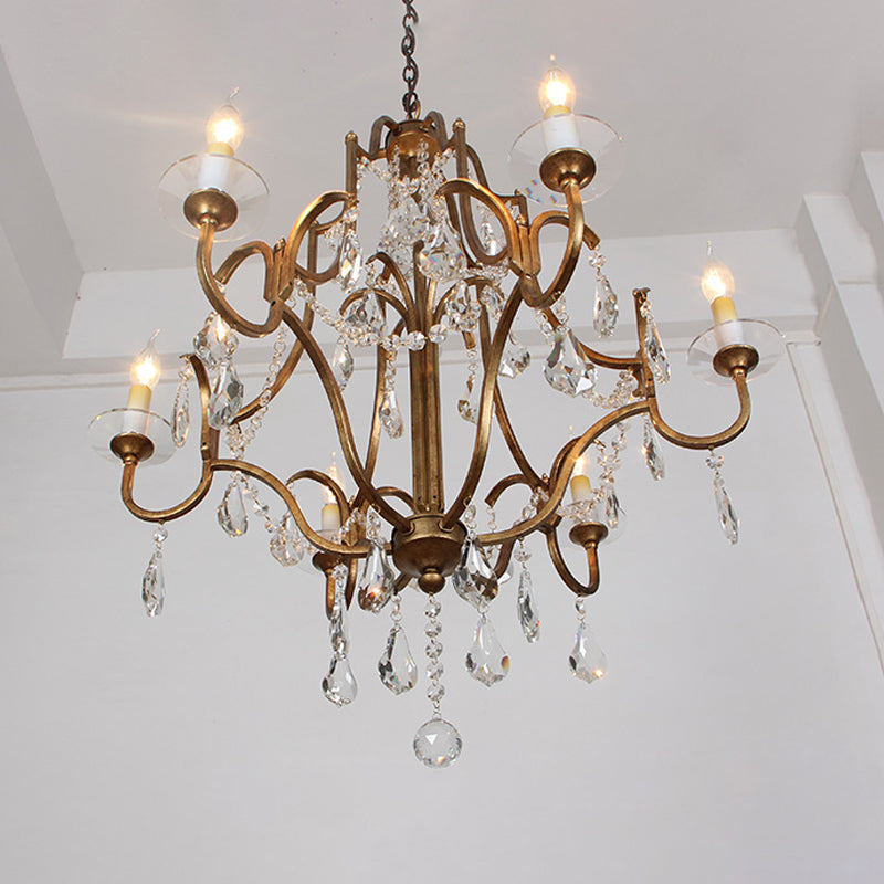 Hélène Crystal Antique Brass Chandelier