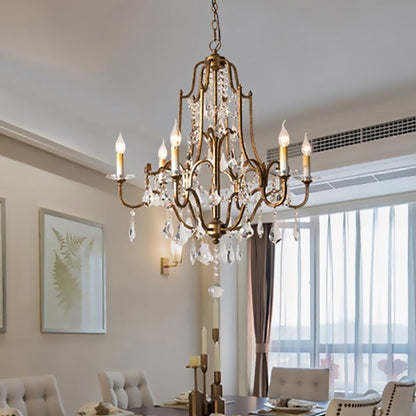 Hélène Crystal Antique Brass Chandelier