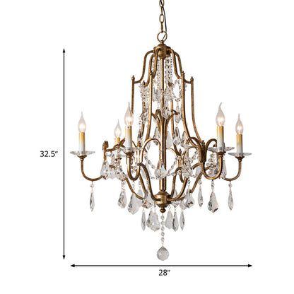 Hélène Crystal Antique Brass Chandelier