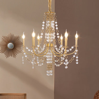 Amandine Gold Crystal Candelabra Chandelier Pendant Light