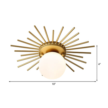 Amélie Deckenleuchte aus satiniertem Glas und Gold (flächenbündig)