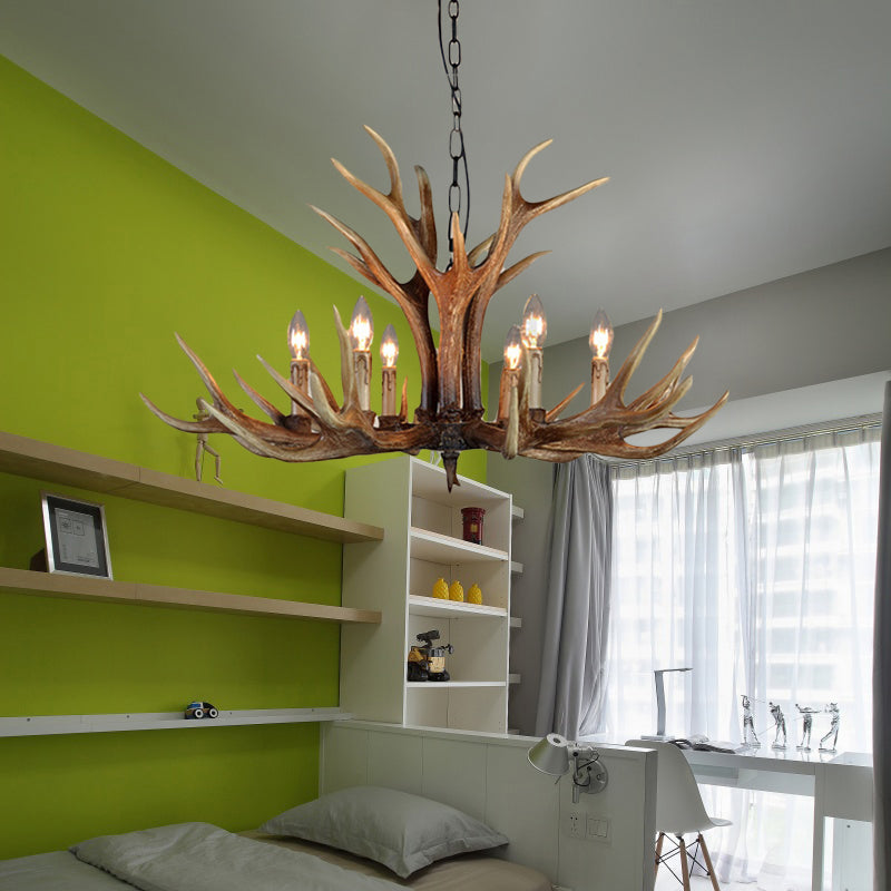 Marguerite Rustic Wood Tone Candle Chandelier Pendant Light