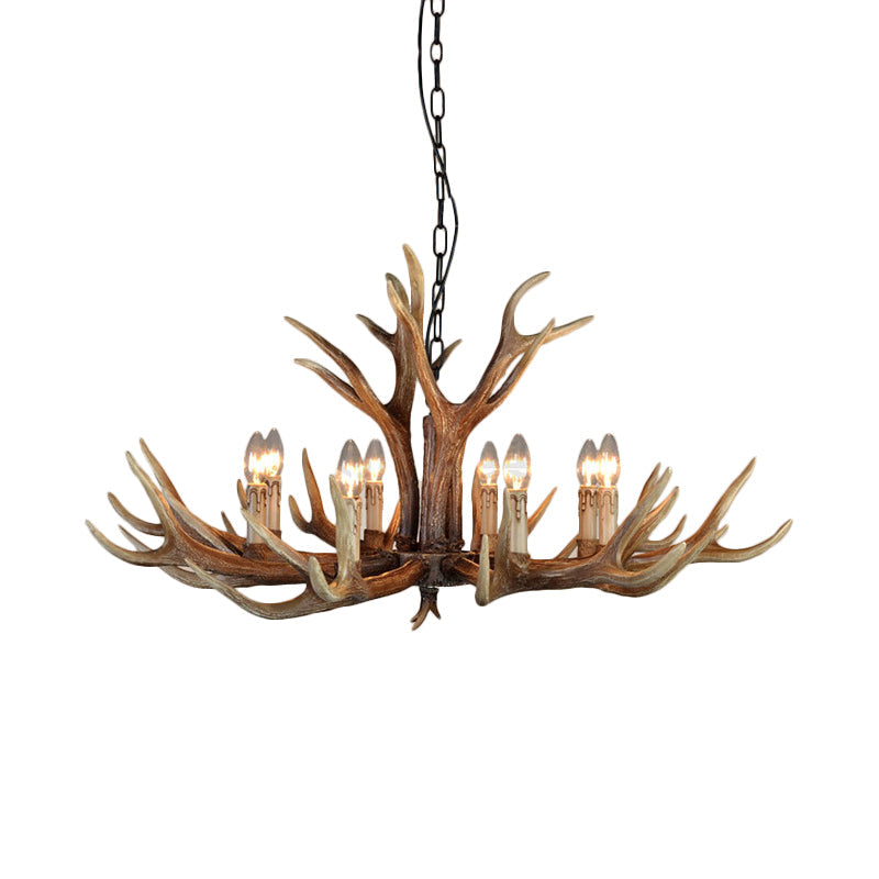 Marguerite Rustic Wood Tone Candle Chandelier Pendant Light