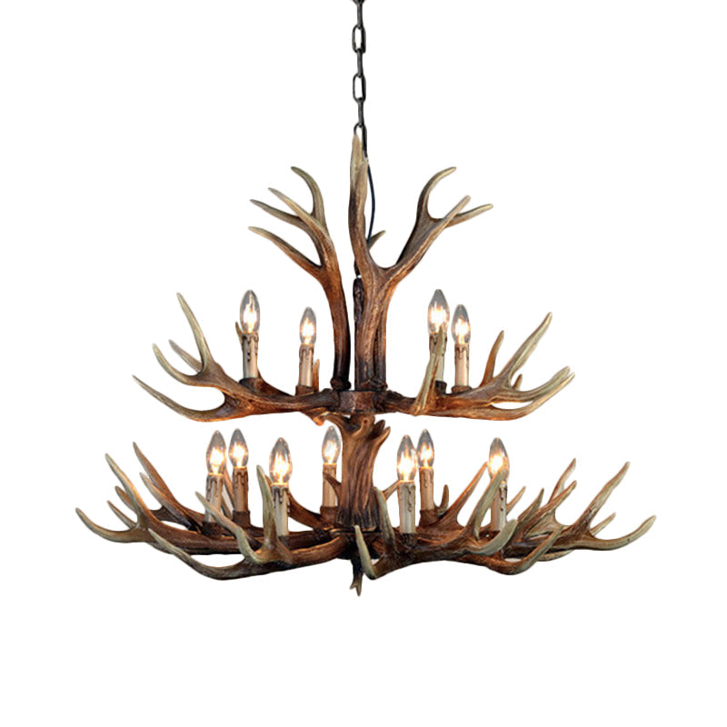 Marguerite Rustic Wood Tone Candle Chandelier Pendant Light