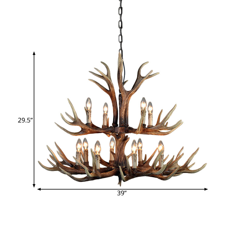 Marguerite Rustic Wood Tone Candle Chandelier Pendant Light