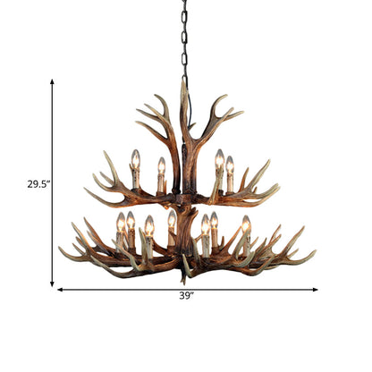 Marguerite Rustic Wood Tone Candle Chandelier Pendant Light