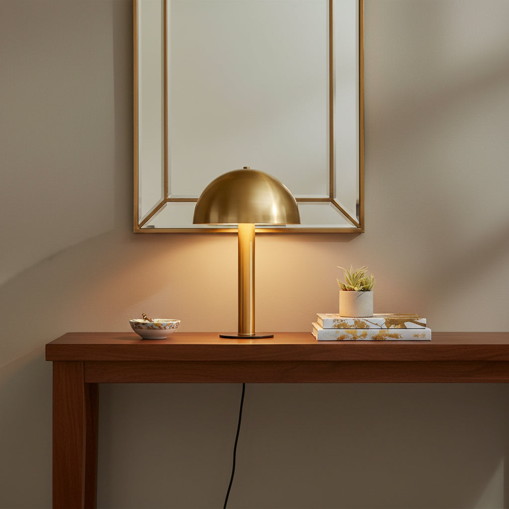 Céleste Pilztischleuchte mit skulpturalem Metalldesign