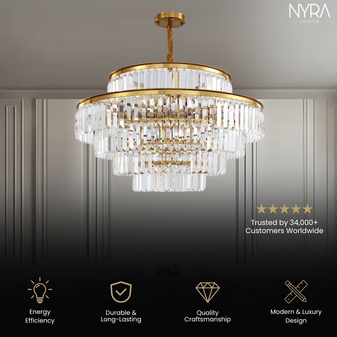 Mathilde Glamorous Golden Crystal Chandelier