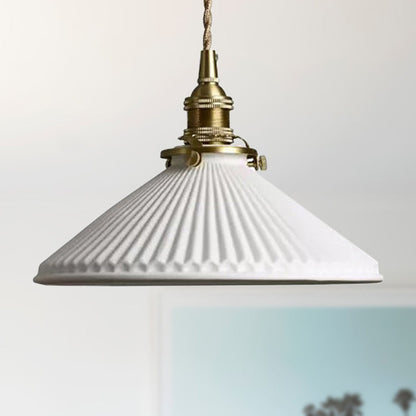 Clémence Ribbed Conical Ceramic Pendant Light