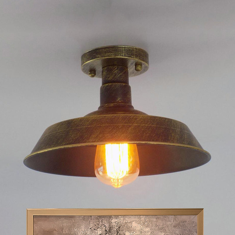 Margaux Farmhouse Barn Shade Halbeinbau-Deckenleuchte aus Metall