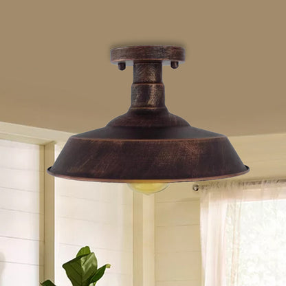Margaux Farmhouse Barn Shade Halbeinbau-Deckenleuchte aus Metall