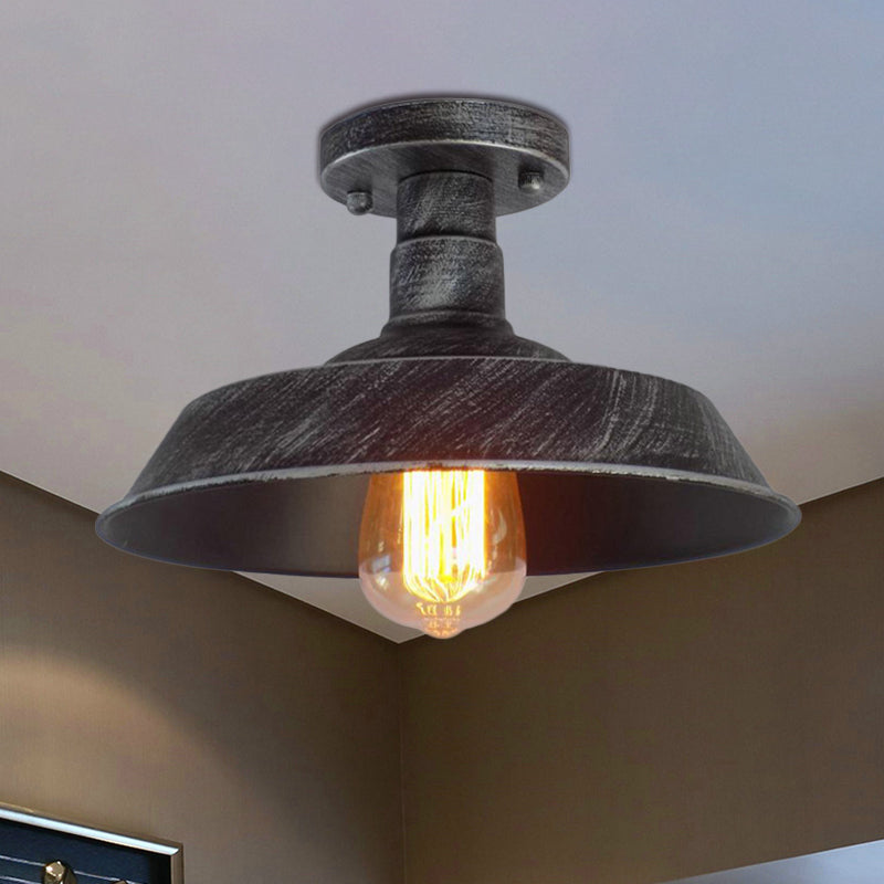 Margaux Farmhouse Barn Shade Halbeinbau-Deckenleuchte aus Metall