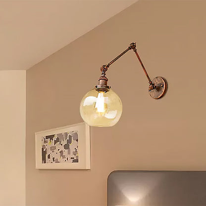 Delphine Industrial Globe Swing Arm Wall Light