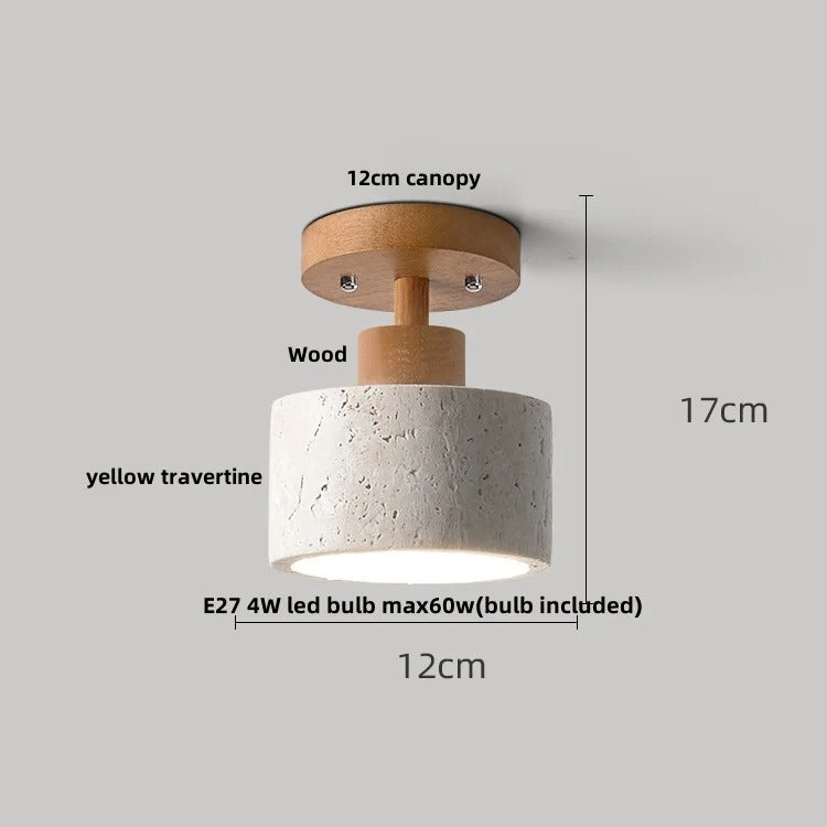 Juliette Ellipse Travertine Stone Ceiling Light