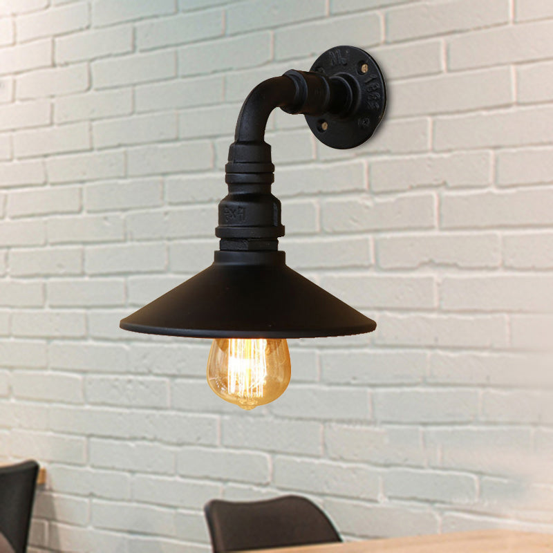 Aurélie Conic Shade Steampunk Wall Sconce Brass/Black