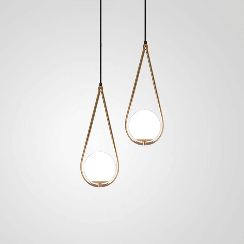 Isabelle Teardrop Brass Pendant Light with Cream Glass Shade