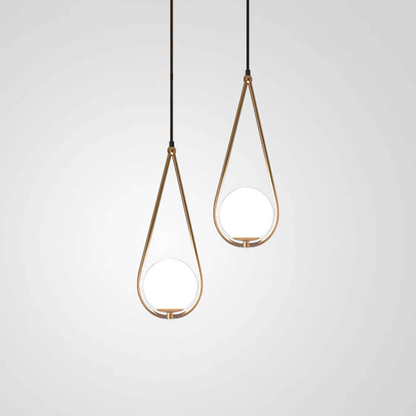 Isabelle Teardrop Brass Pendant Light with Cream Glass Shade