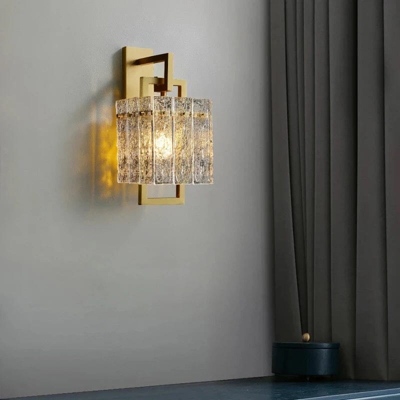 Aurélie Golden Glass Wall Lamp with Crystal Accents