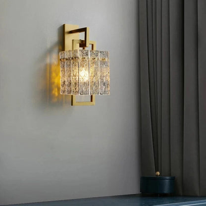Aurélie Golden Glass Wall Lamp with Crystal Accents