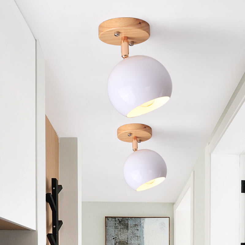 Léa Modern Ball Deckenleuchte halbbündig mit Holzbaldachin