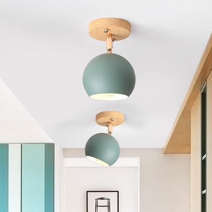 Léa Modern Ball Deckenleuchte halbbündig mit Holzbaldachin