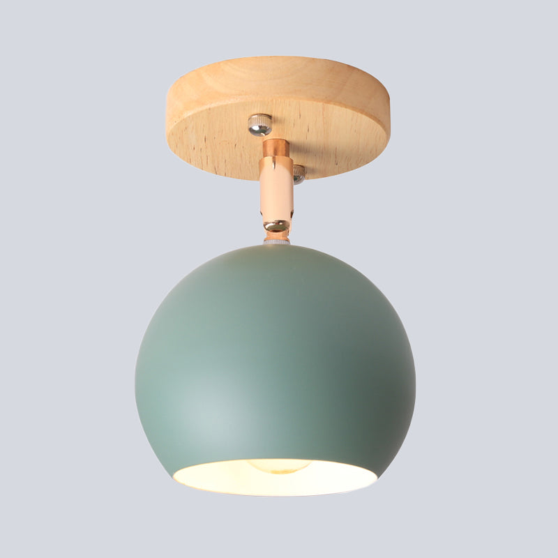 Léa Modern Ball Deckenleuchte halbbündig mit Holzbaldachin