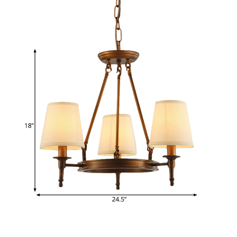 Sophie Antique Brass Fabric Conical Chandelier Pendant Light