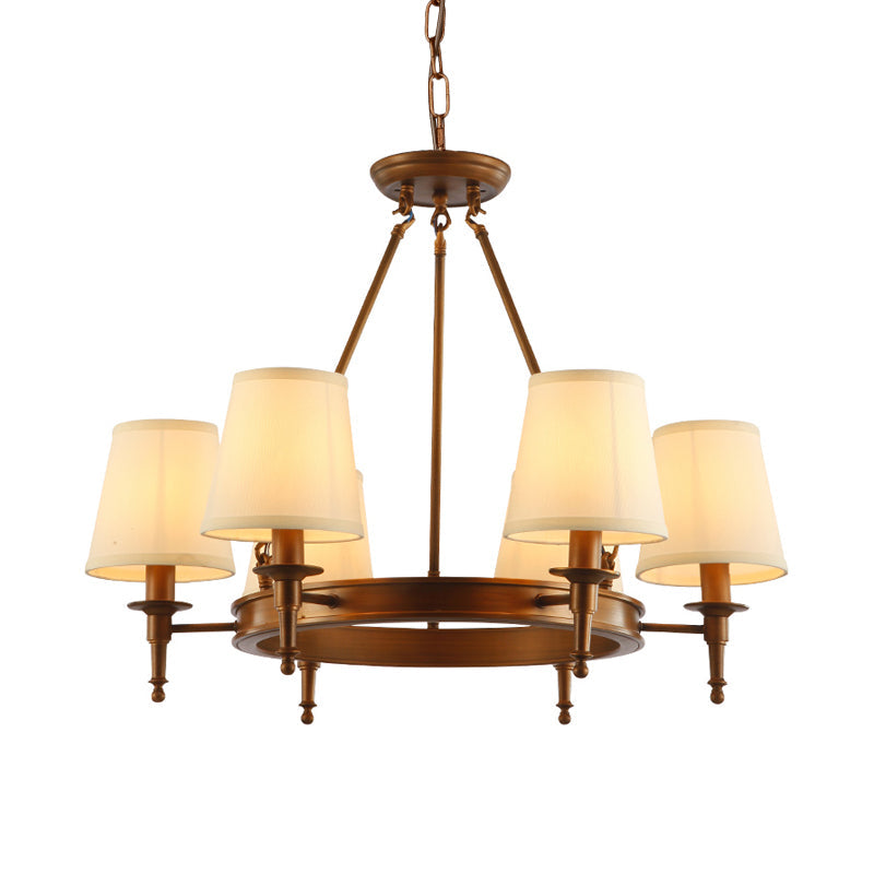 Sophie Antique Brass Fabric Conical Chandelier Pendant Light