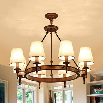 Sophie Antique Brass Fabric Conical Chandelier Pendant Light