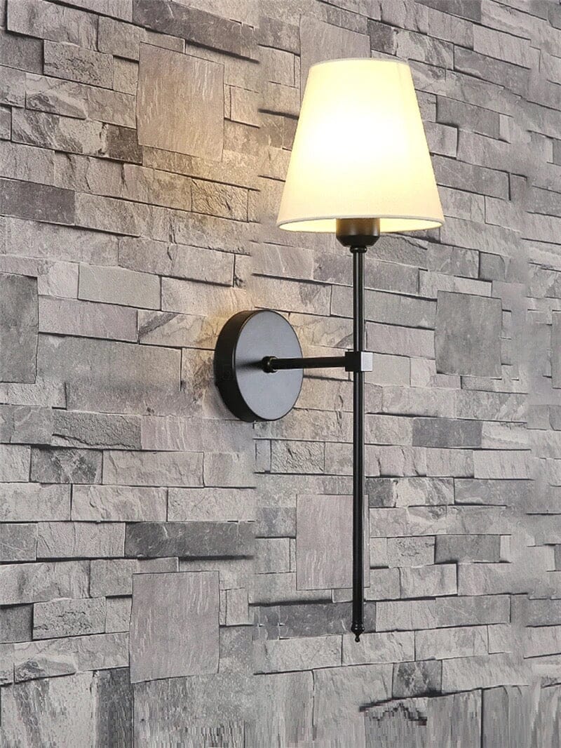 Lucienne Fabric Shade Wall Lamp with Modern Linear Design