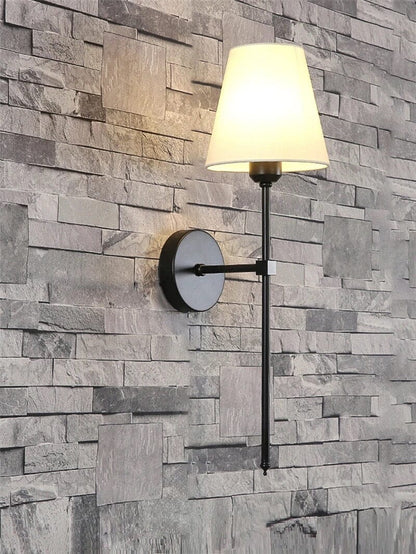 Lucienne Fabric Shade Wall Lamp with Modern Linear Design