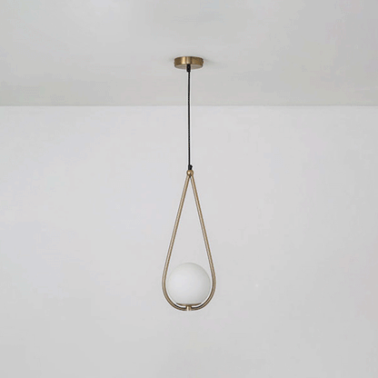 Isabelle Teardrop Brass Pendant Light with Cream Glass Shade