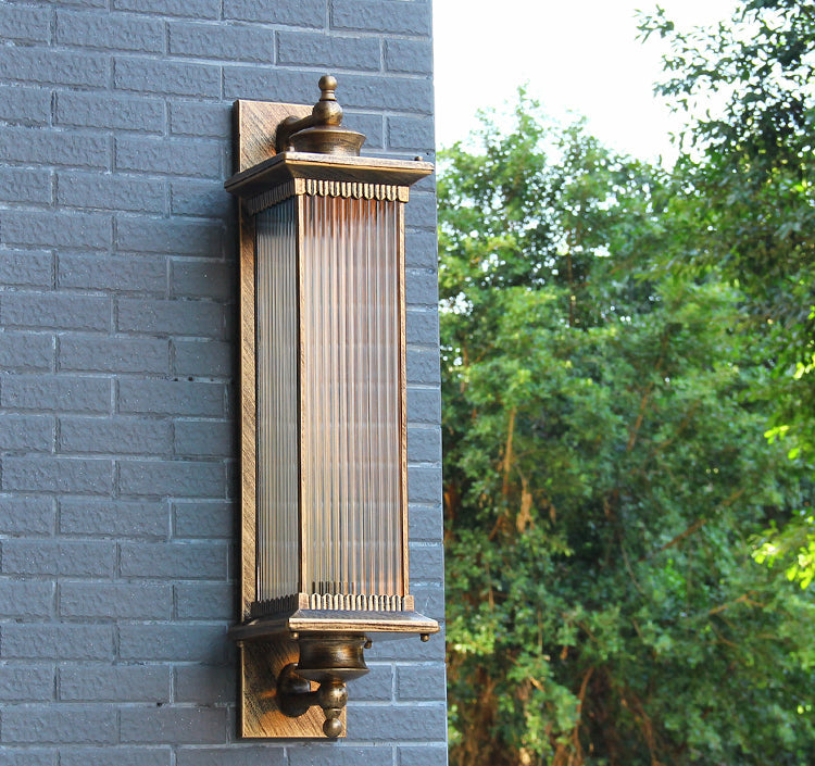 Isabelle Retro Ribbed Glass Outdoor Wall Sconce