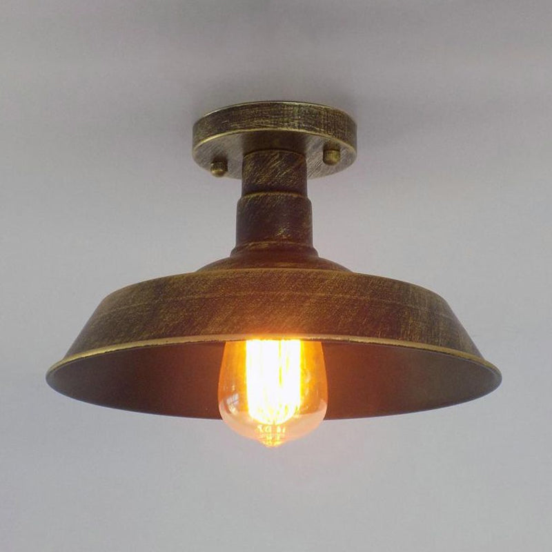 Margaux Farmhouse Barn Shade Halbeinbau-Deckenleuchte aus Metall