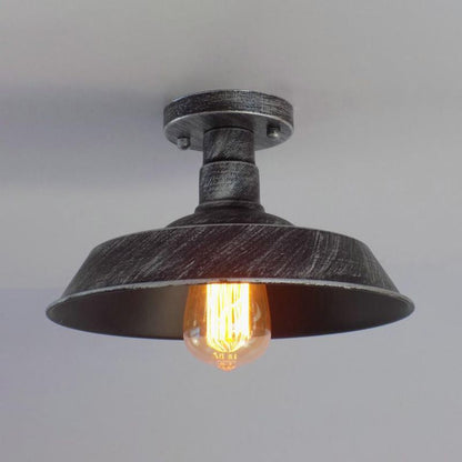 Margaux Farmhouse Barn Shade Halbeinbau-Deckenleuchte aus Metall