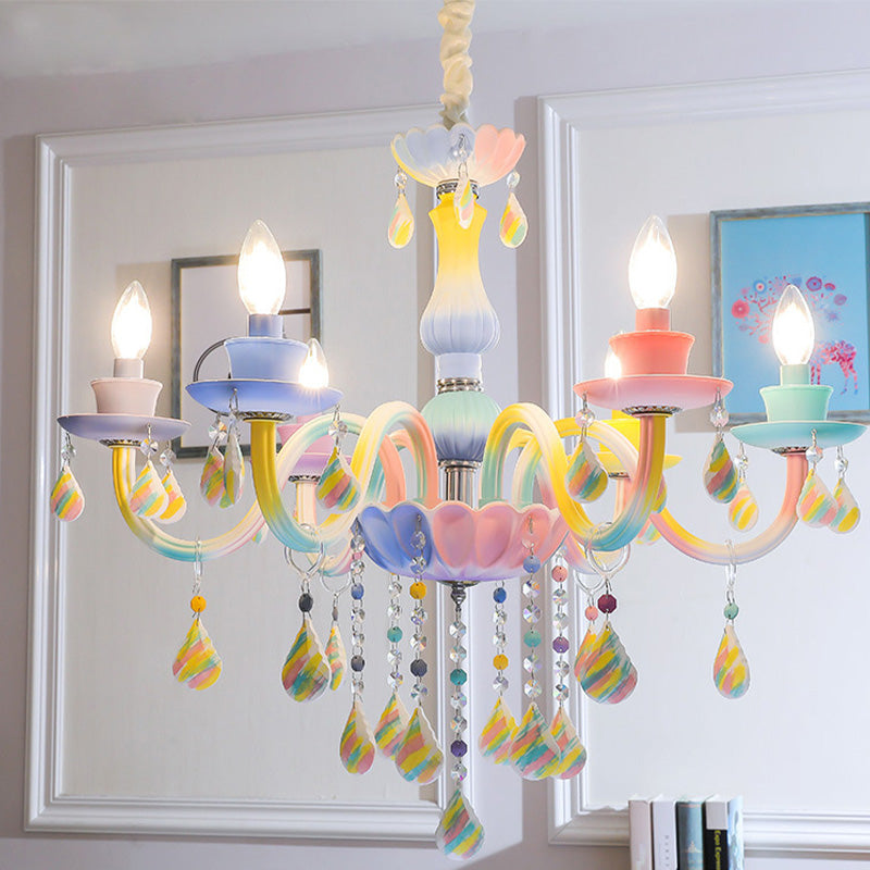 Élodie Blue Crystal Candlestick Kids Chandelier Pendant Light