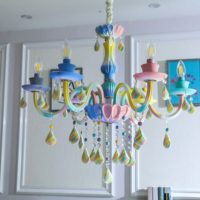 Élodie Blue Crystal Candlestick Kids Chandelier Pendant Light