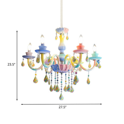 Élodie Blue Crystal Candlestick Kids Chandelier Pendant Light