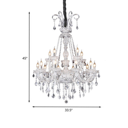 Élisabeth Retro Glass Candelabra Crystal Chandelier Pendant Light
