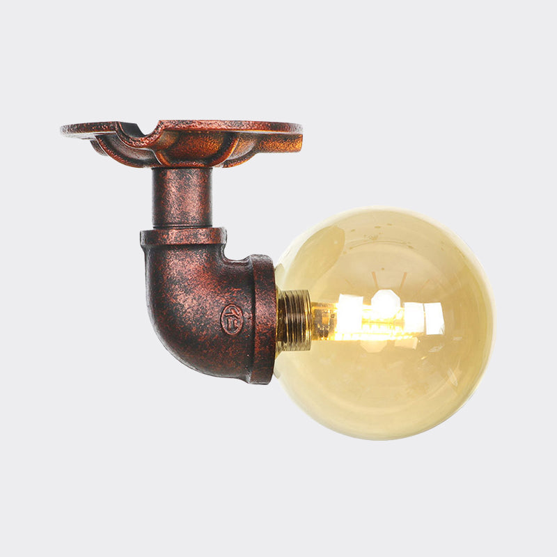 Camille Amberglas Kupfer Deckenleuchte