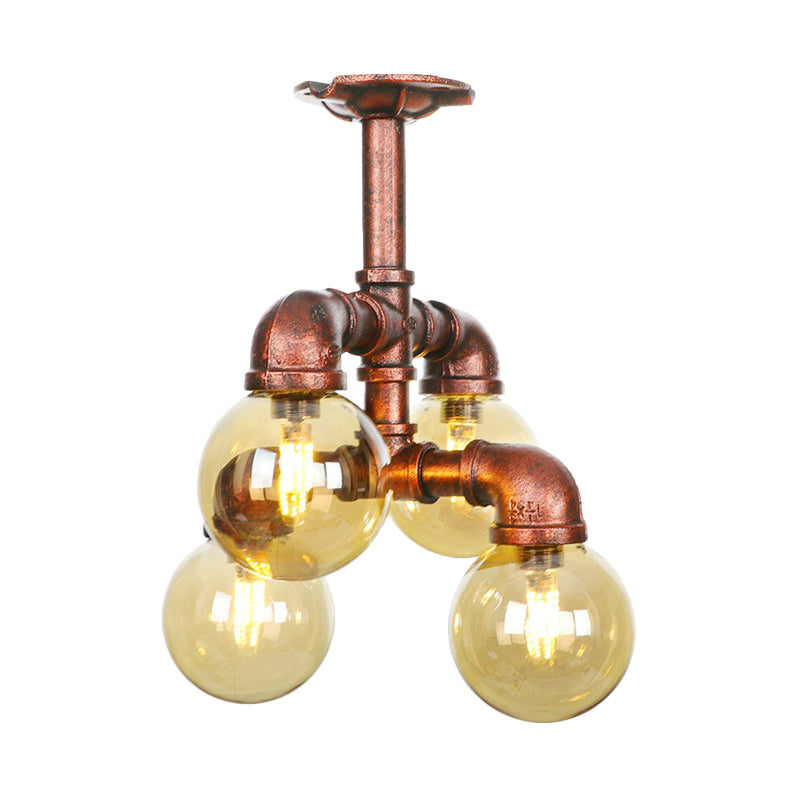 Colette Amber Glas Kupfer Multi-Licht Deckenleuchte