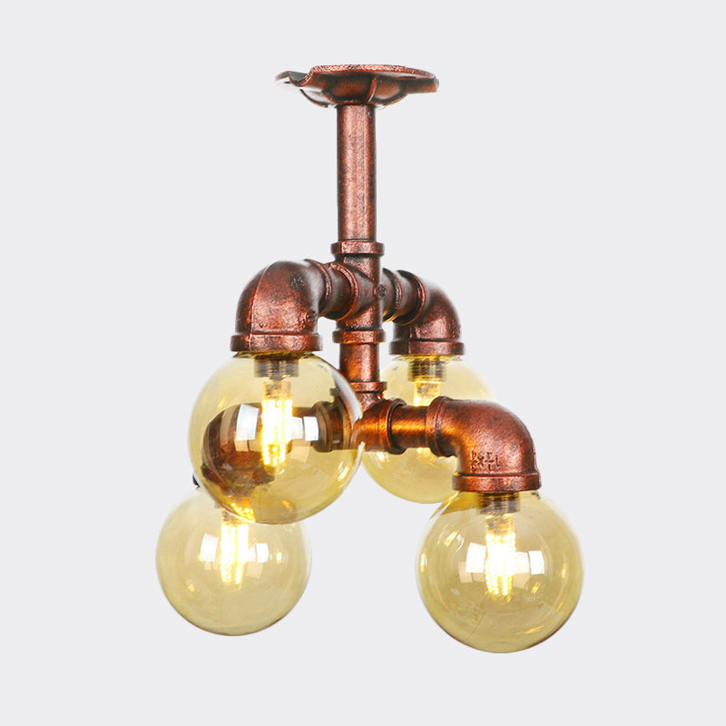 Colette Amber Glas Kupfer Multi-Licht Deckenleuchte