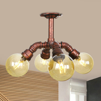 Colette Amber Glas Kupfer Multi-Licht Deckenleuchte
