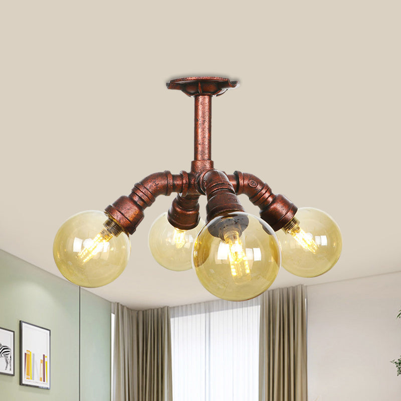 Colette Amber Glas Kupfer Multi-Licht Deckenleuchte